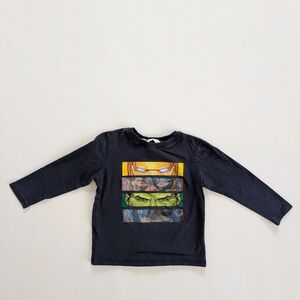 Mango Kids Long Sleeve Shirt - Blue with Superhero Design
